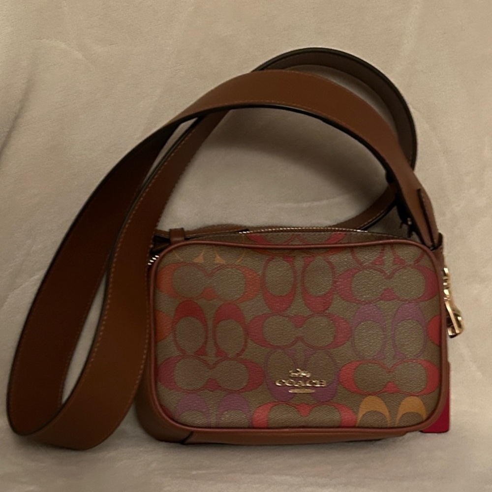 Coach Tan and Multicolor Crossbody Bag